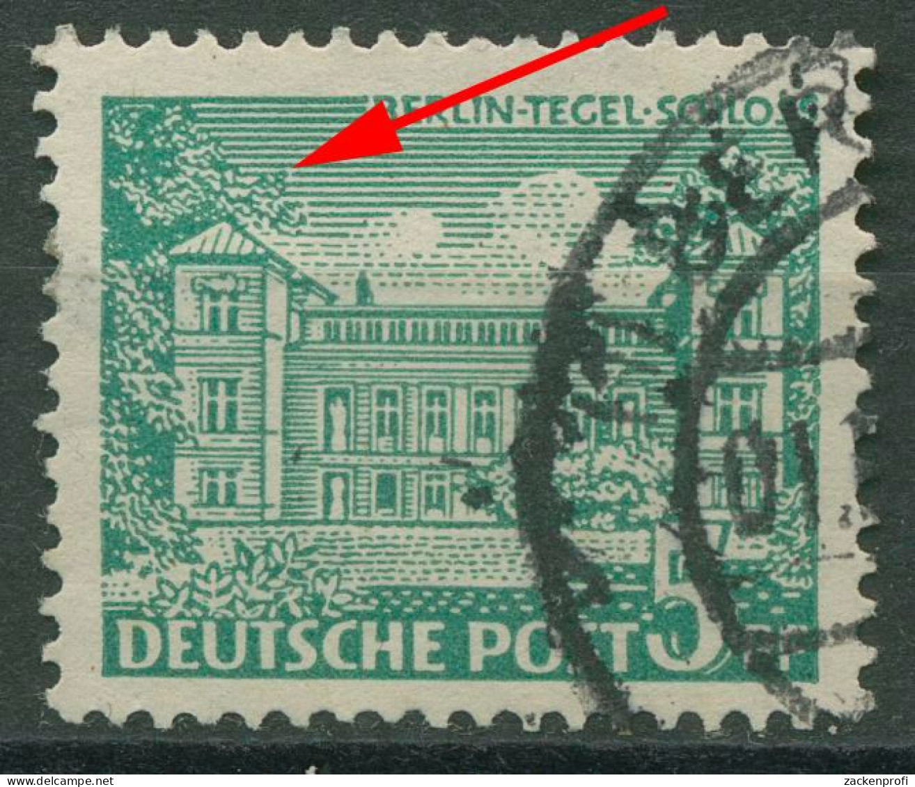 Berlin 1949 Berliner Bauten Mit Plattenfehler 44 V Gestempelt - Plaatfouten En Curiosa
