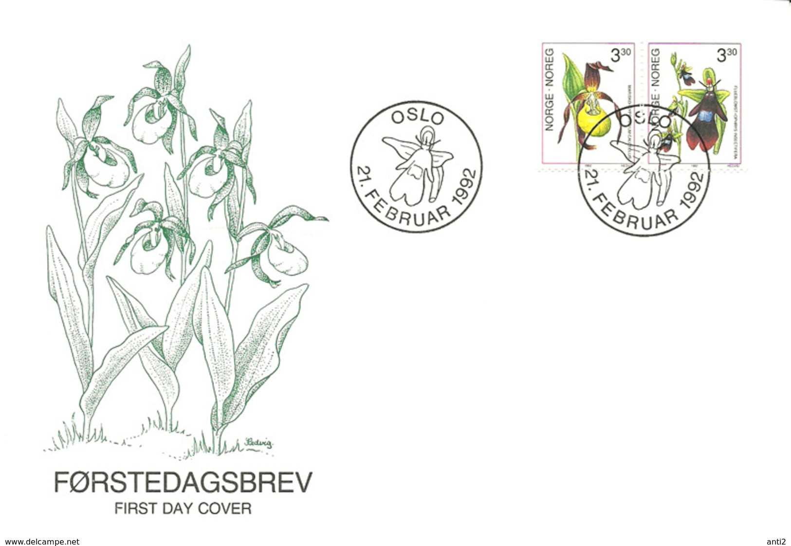 Norge Norway 1992 Flowers Orcids, Mi 1088-1089 FDC - FDC