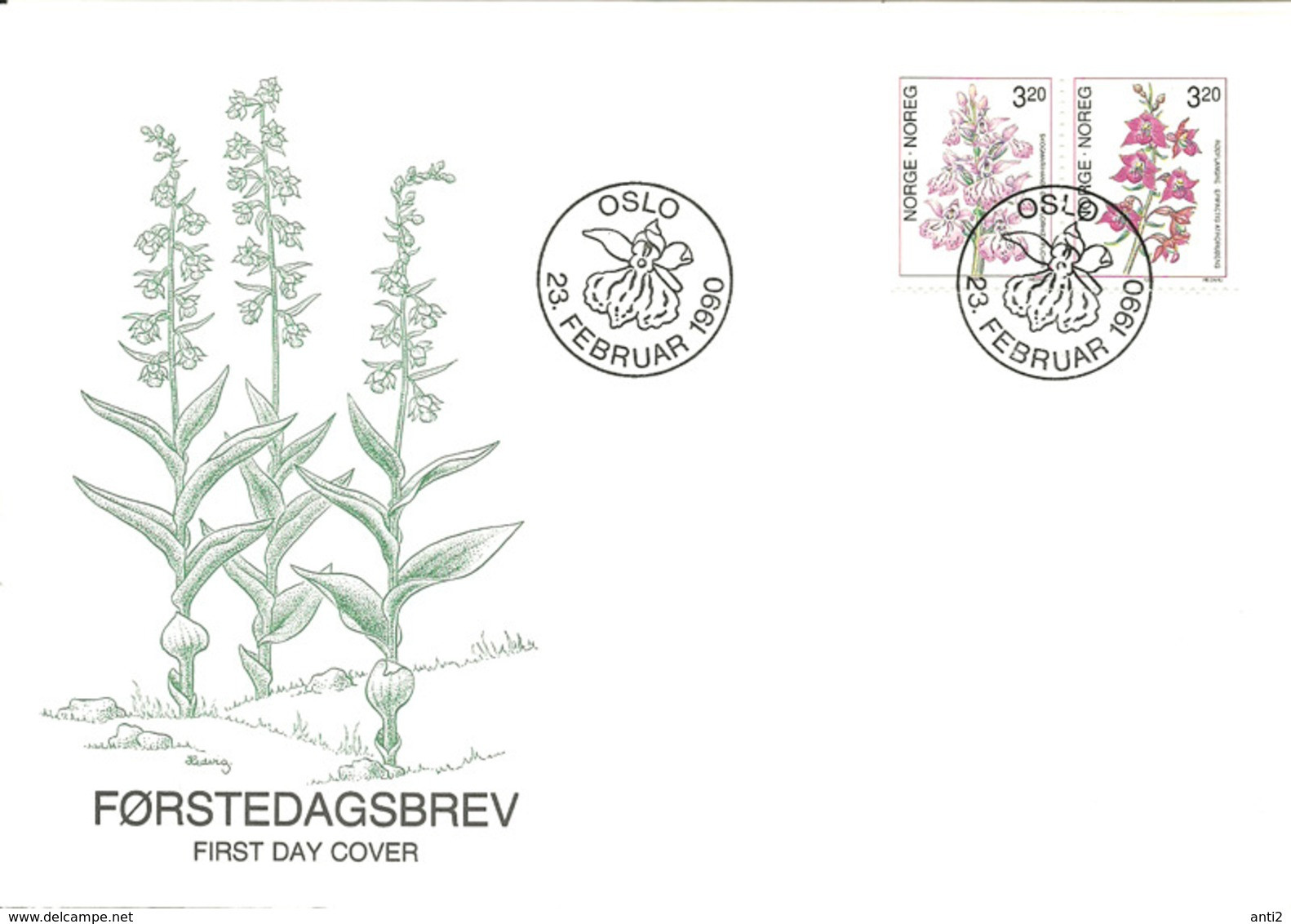 Norge Norway 1990 Flowers Orcids, Mi 1040-1041 FDC - FDC