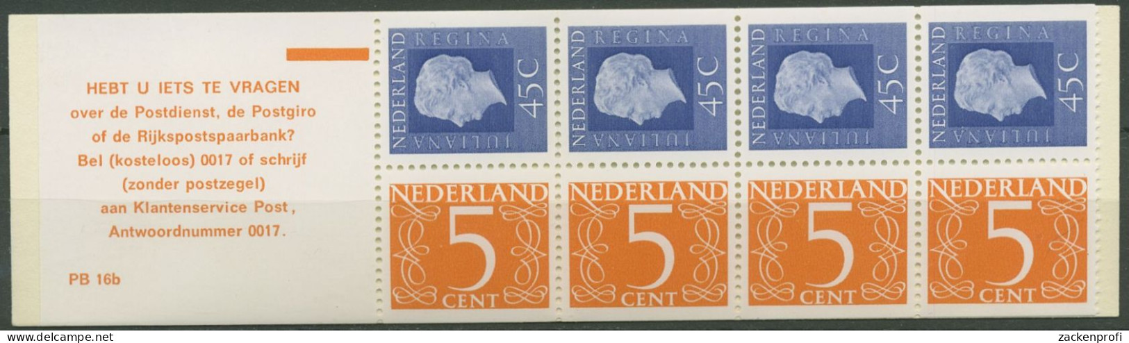 Niederlande 1974 Königin Juliana Markenheftchen MH 18 B Postfrisch (C62217) - Carnets Et Roulettes