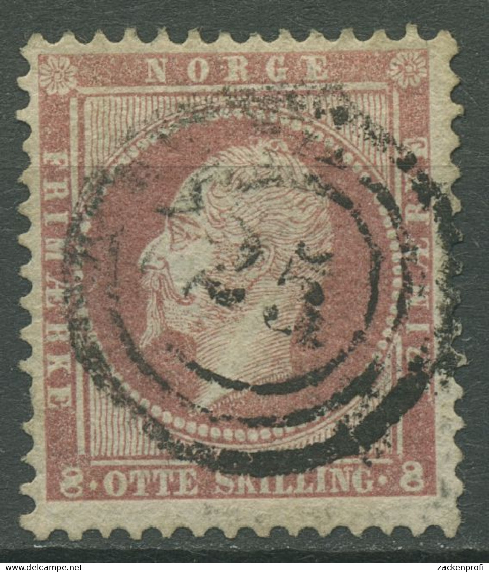 Norwegen 1856/57 König Oskar I. 8 Skilling, 5 Gestempelt Nr.-Stempel 25 Bergen - Gebruikt