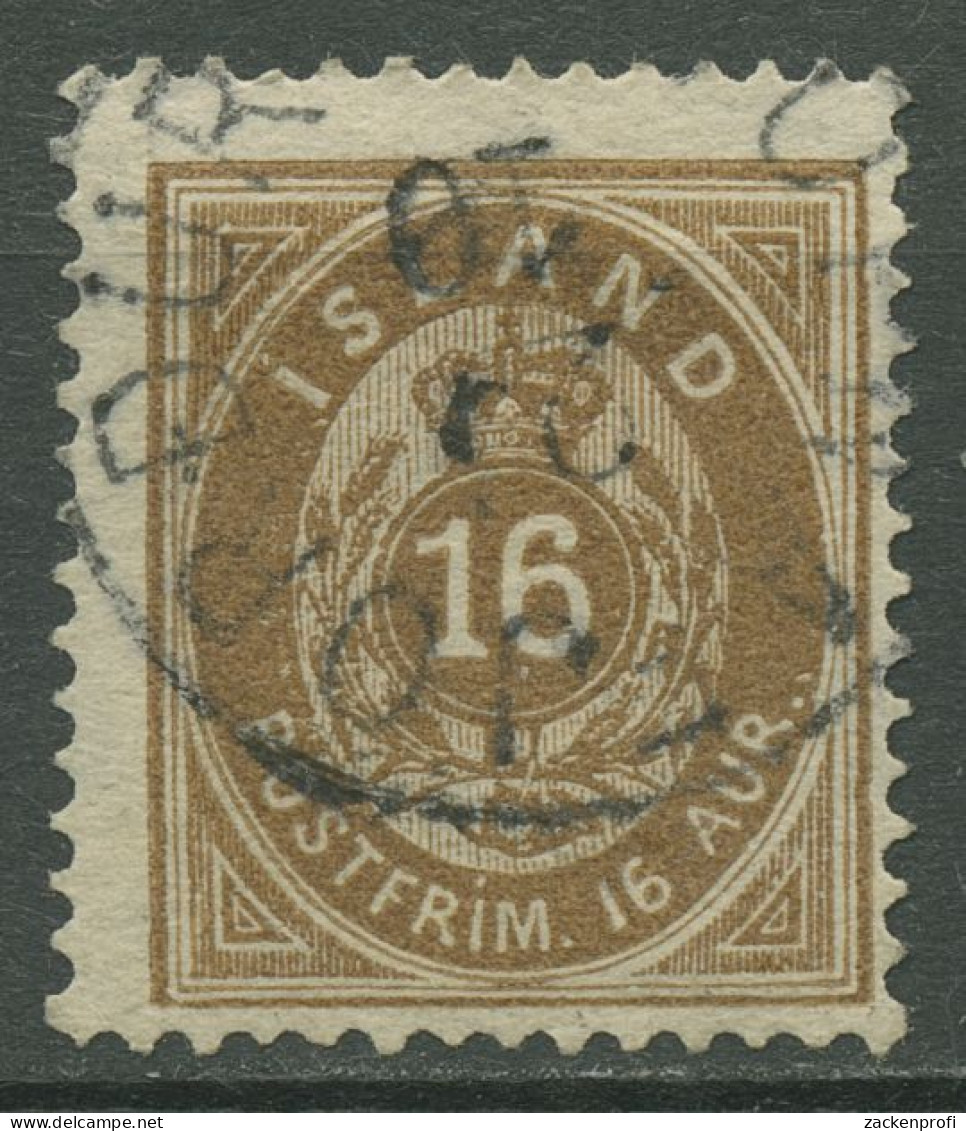 Island 1876 Ziffer Mit Krone Im Oval 9 A Gestempelt VAPNAFJORDUR - Oblitérés