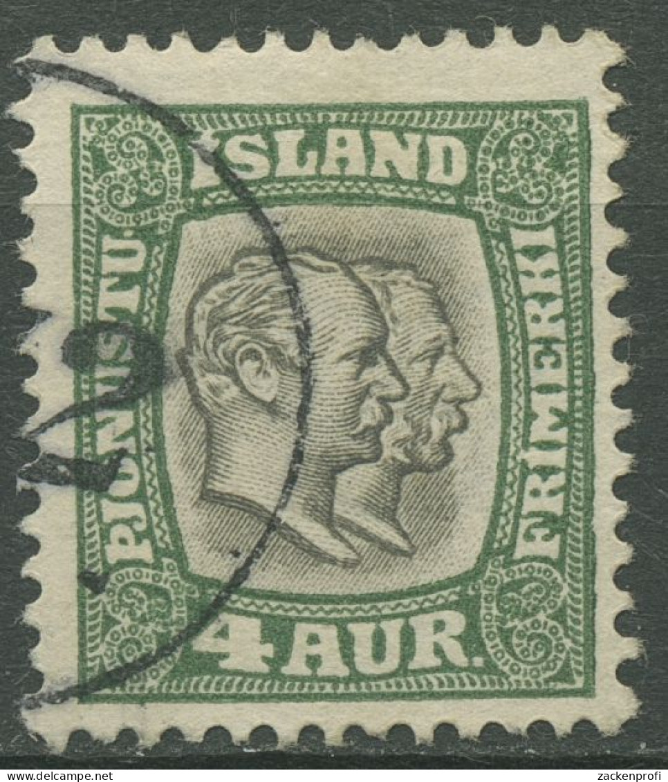 Island 1907 Dienstmarke Könige Christian U. Frederik, D 25 Mit Nummernstempel - Dienstmarken