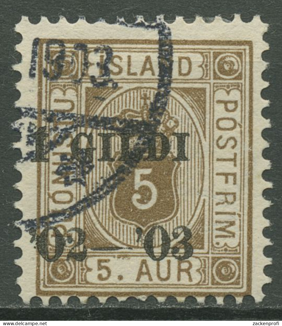 Island 1902 Dienstmarke Ziffer Mit Krone, Mit Aufdruck, D 12 B Gestempelt - Dienstzegels