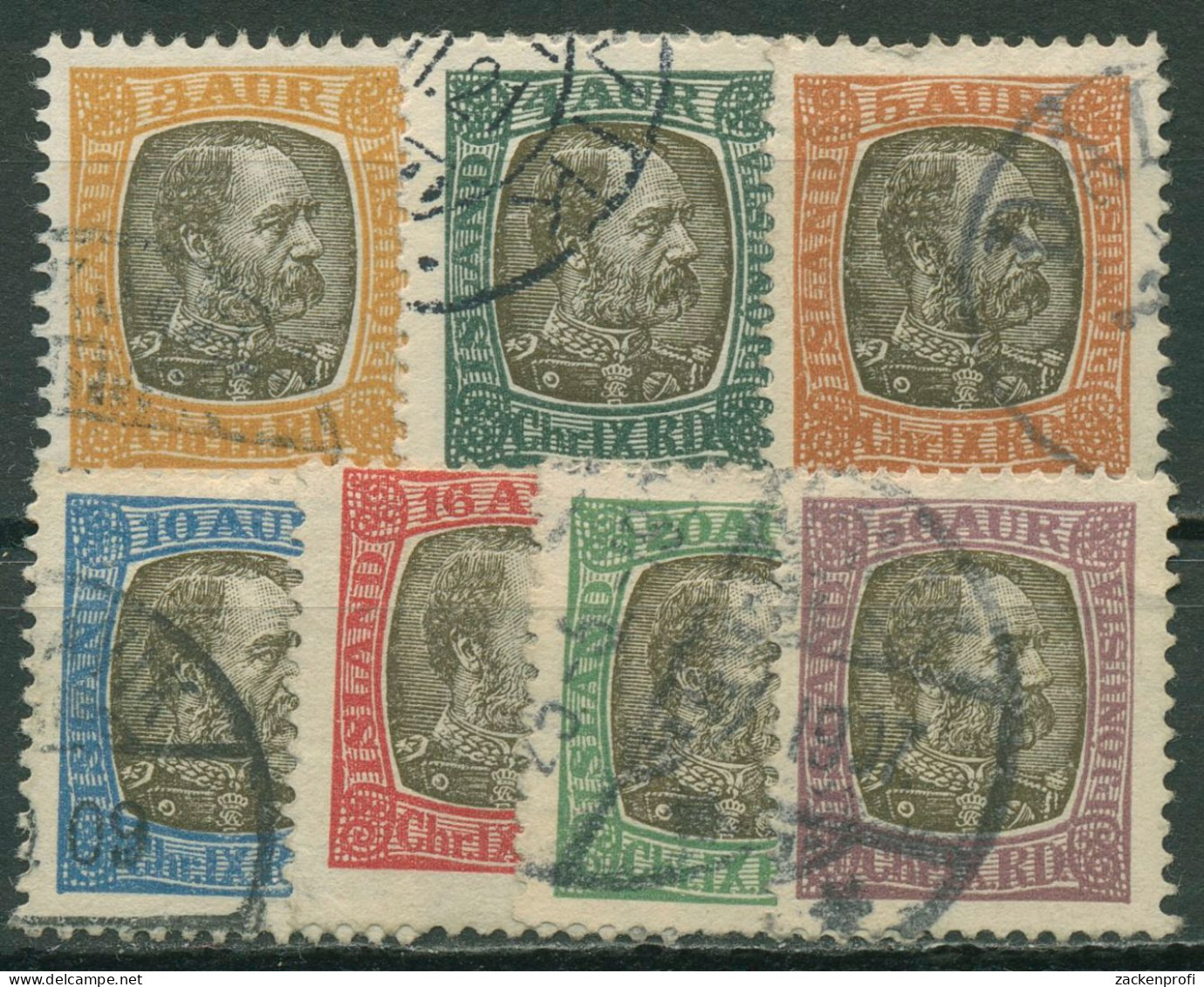 Island 1902 Dienstmarken König Christian IX. D 17/23 Gestempelt - Dienstmarken