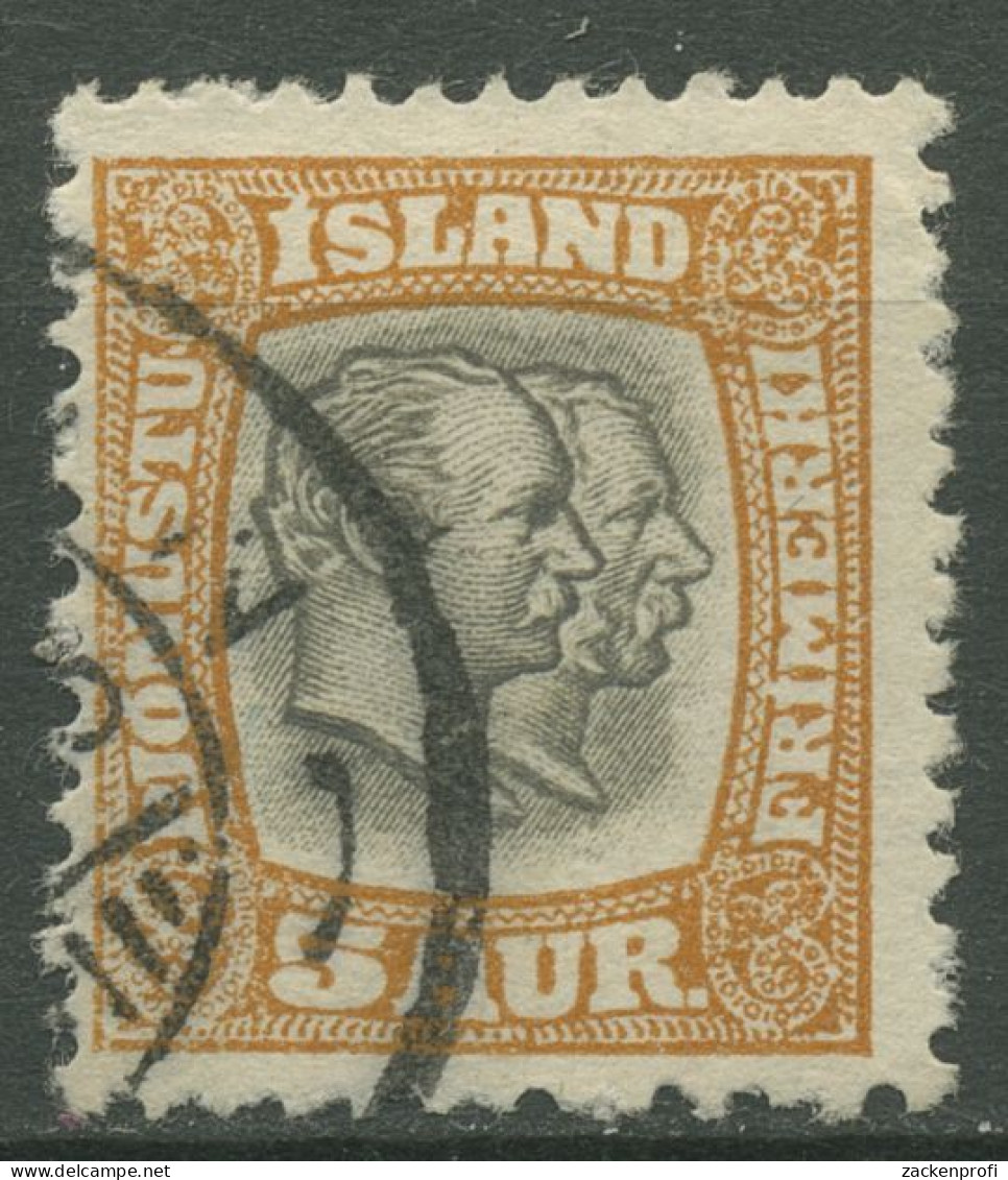Island 1907 Dienstmarke Könige Christian U. Frederik, D 26 Gestempelt - Dienstzegels
