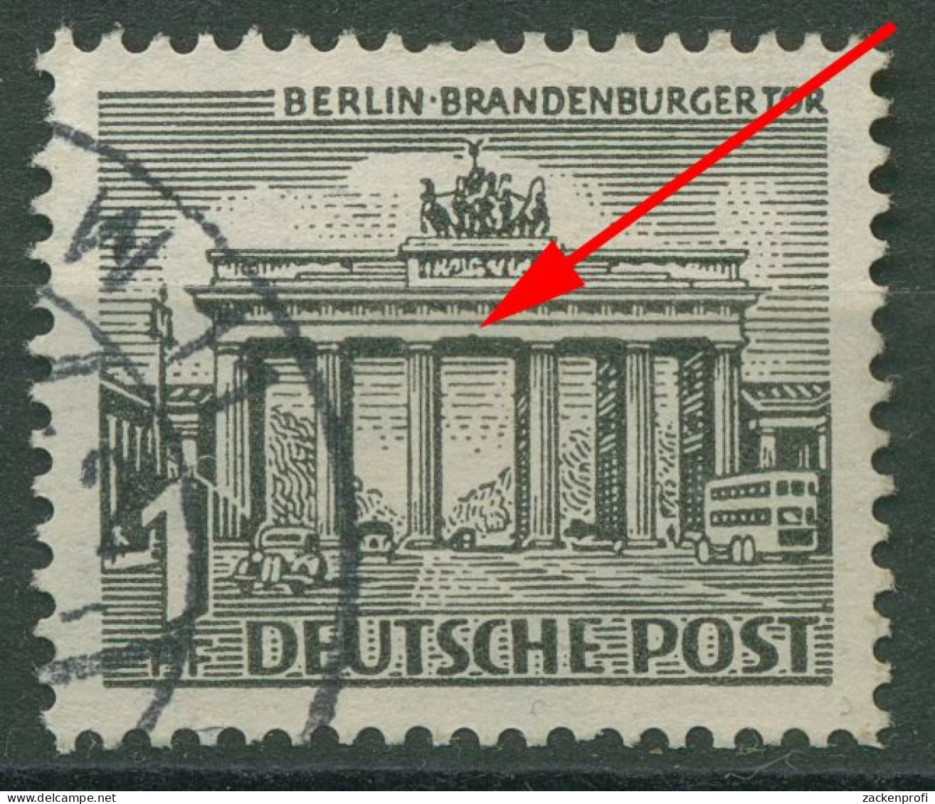 Berlin 1949 Berliner Bauten: Primärer Plattenfehler 42 II Gestempelt - Plaatfouten En Curiosa