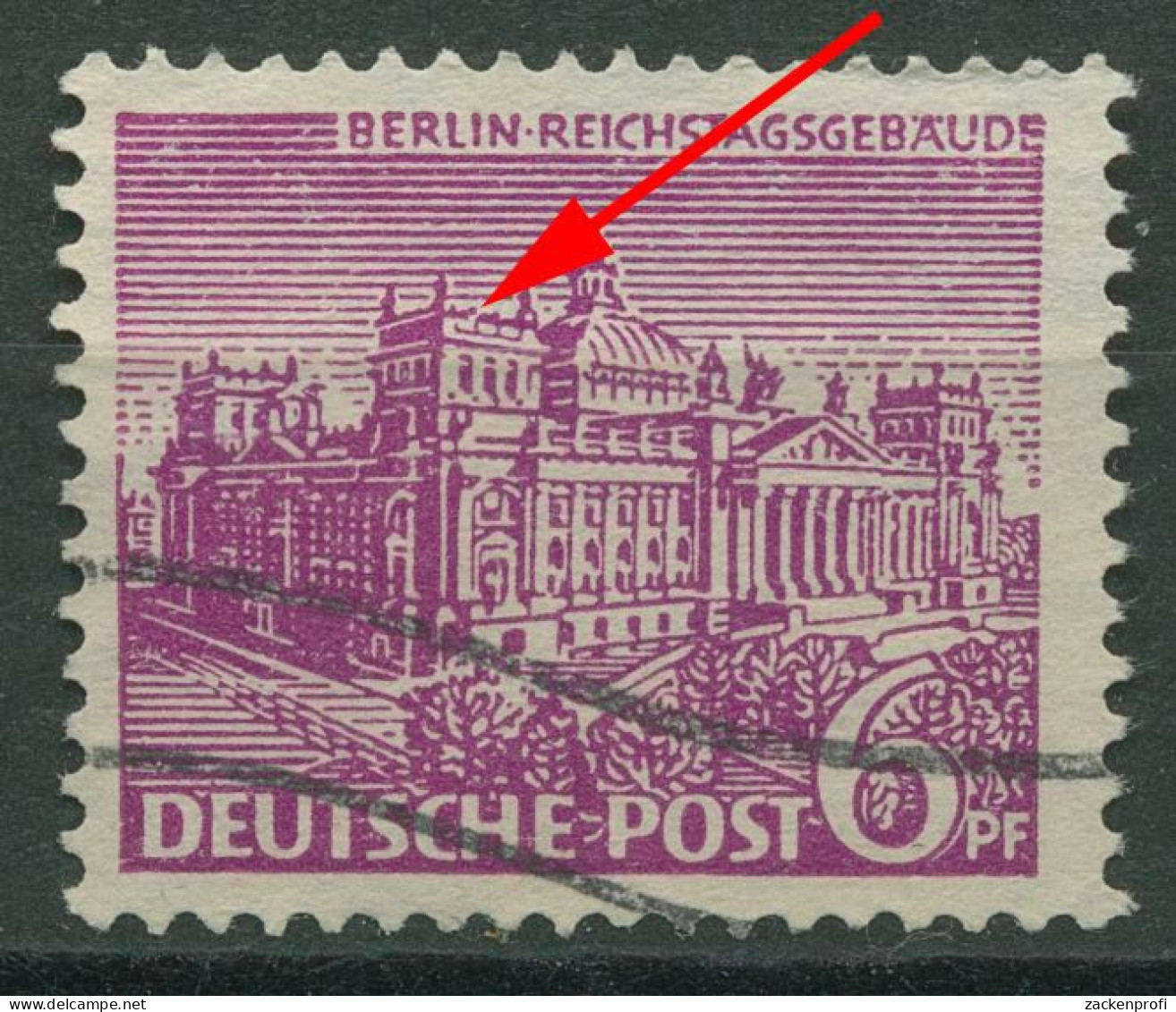 Berlin 1949 Berliner Bauten Mit Plattenfehler 45 III Mit Wellenstempel - Errors & Oddities