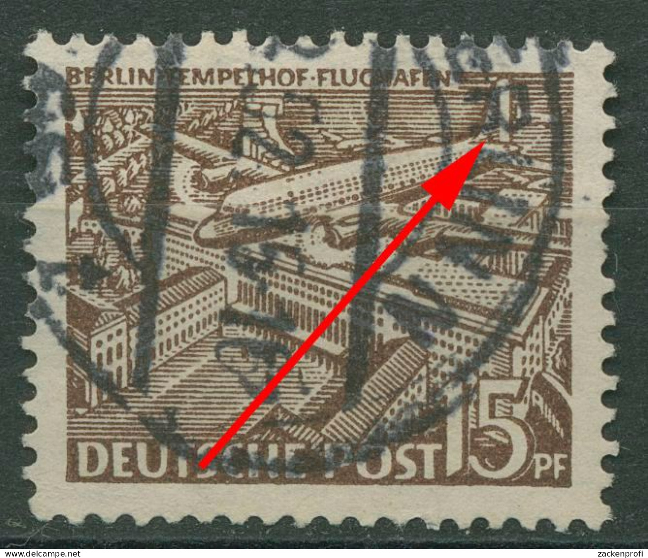 Berlin 1949 Berliner Bauten Mit Plattenfehler 48 II Gestempelt - Plaatfouten En Curiosa