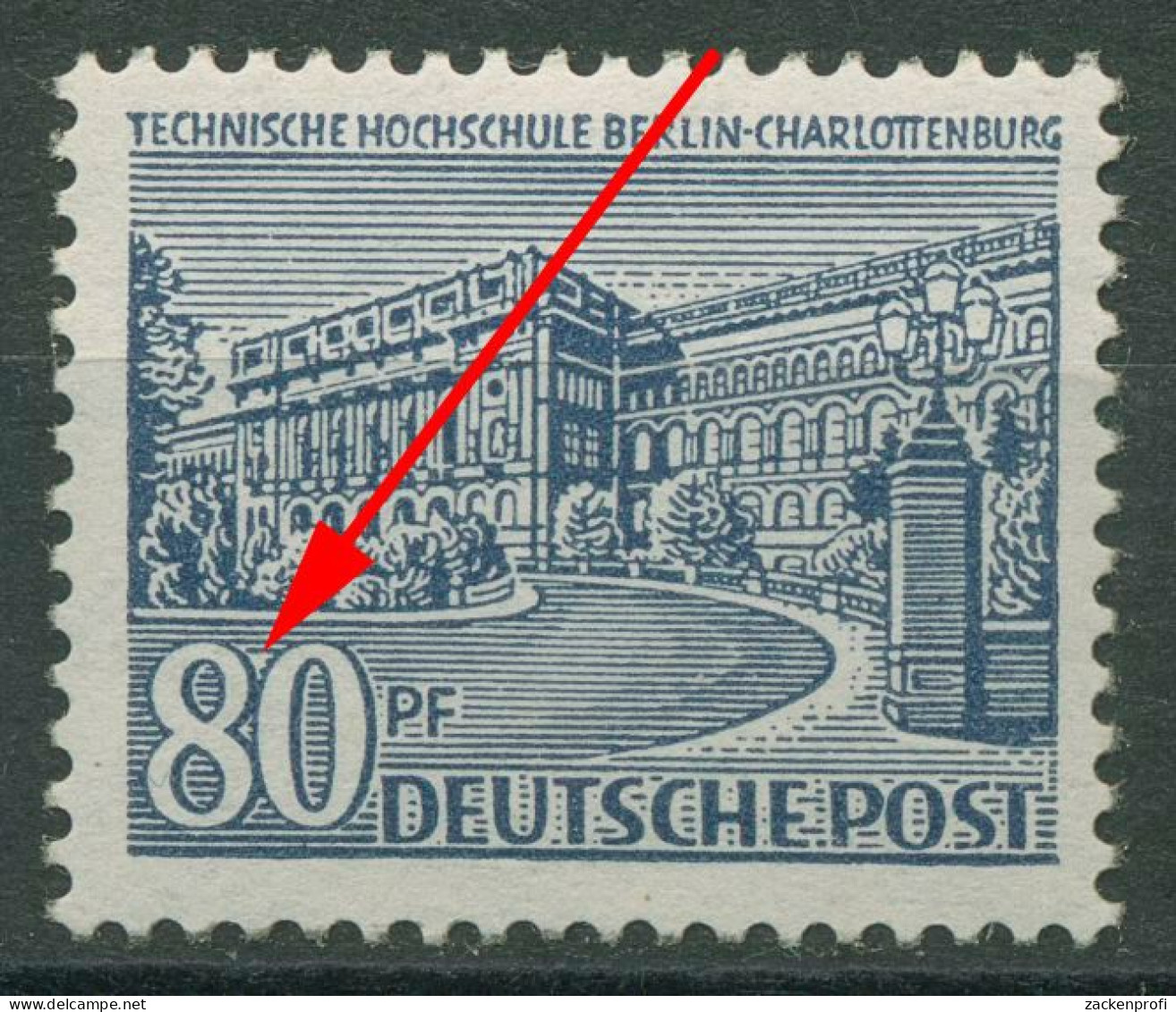Berlin 1949 Berliner Bauten Mit Plattenfehler 55 II Postfrisch - Plaatfouten En Curiosa