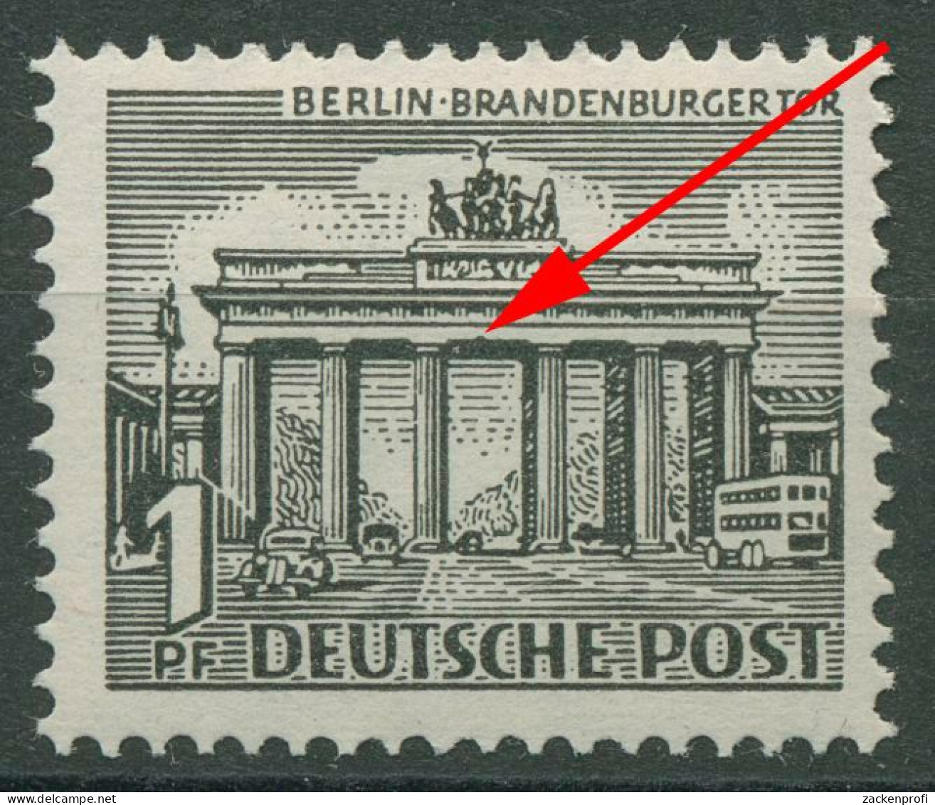 Berlin 1949 Berliner Bauten: Primärer Plattenfehler 42 II Mit Falz - Variétés Et Curiosités