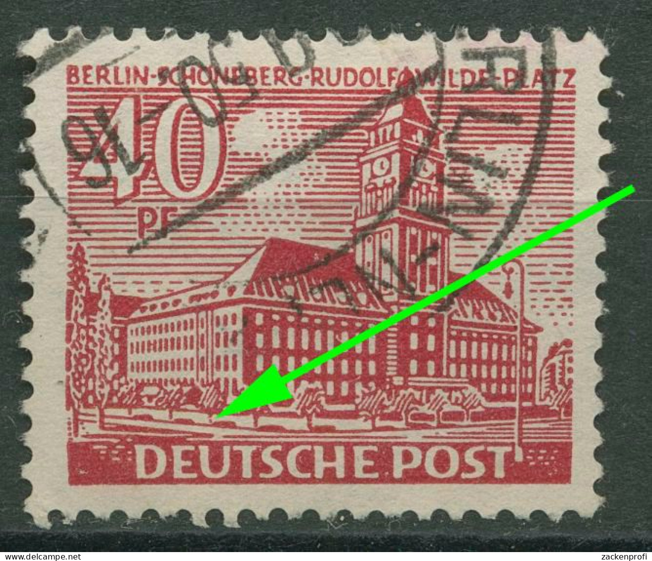 Berlin 1949 Berliner Bauten Mit Plattenfehler 52 II Gestempelt - Variedades Y Curiosidades