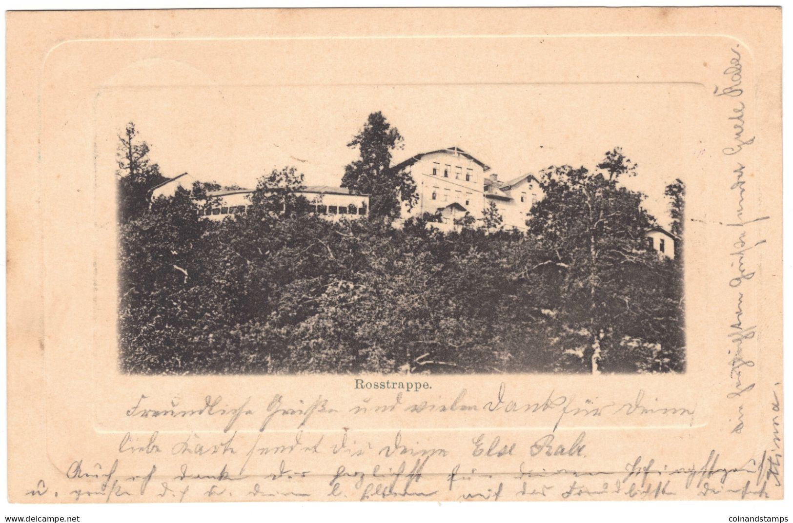 Postkarte Harz -Hotel Rosstrappe, S/w, 1901 Thale Orig. Gelaufen Nach Güstrow An Den Ratskeller/Kegebein, RARE, II - Alberghi & Ristoranti