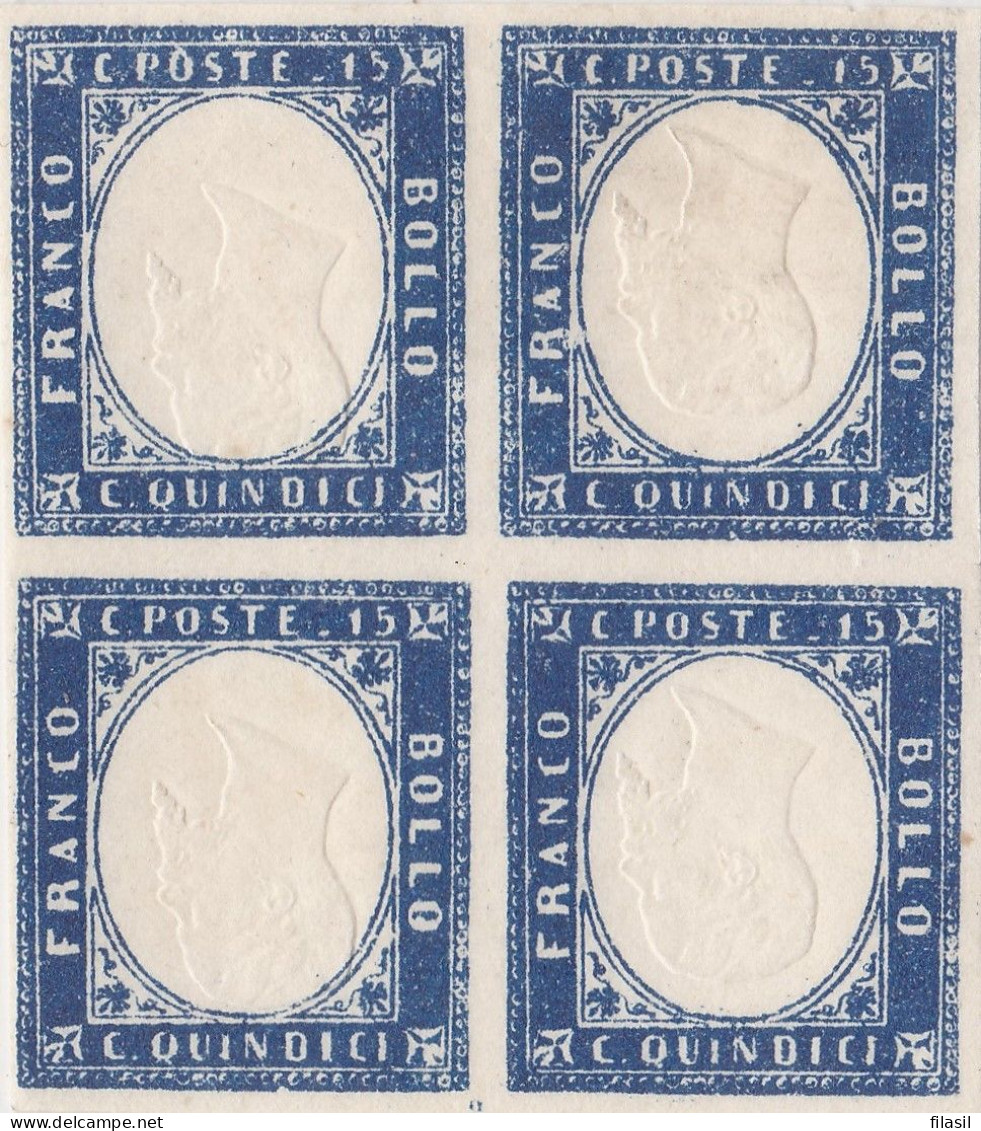 SI53D Italia Italy 1863 Regno 15c. Quartina Effigi CAPOVOLTE Nuova MNH 1 MLH - Neufs