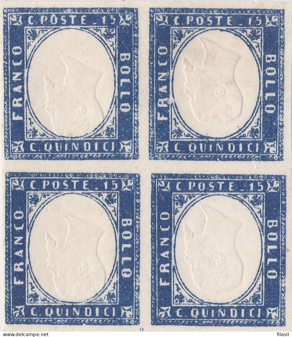 SI53D Italia Italy 1863 Regno 15c. Quartina Effigi CAPOVOLTE Nuova MNH 1 MLH - Ungebraucht