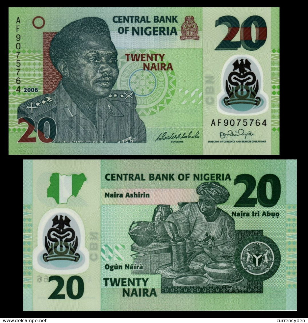 Nigeria P34a 20 Naira, General Murtala Ramat Muhammed / Potter Ladi Kwali UNC - Nigeria