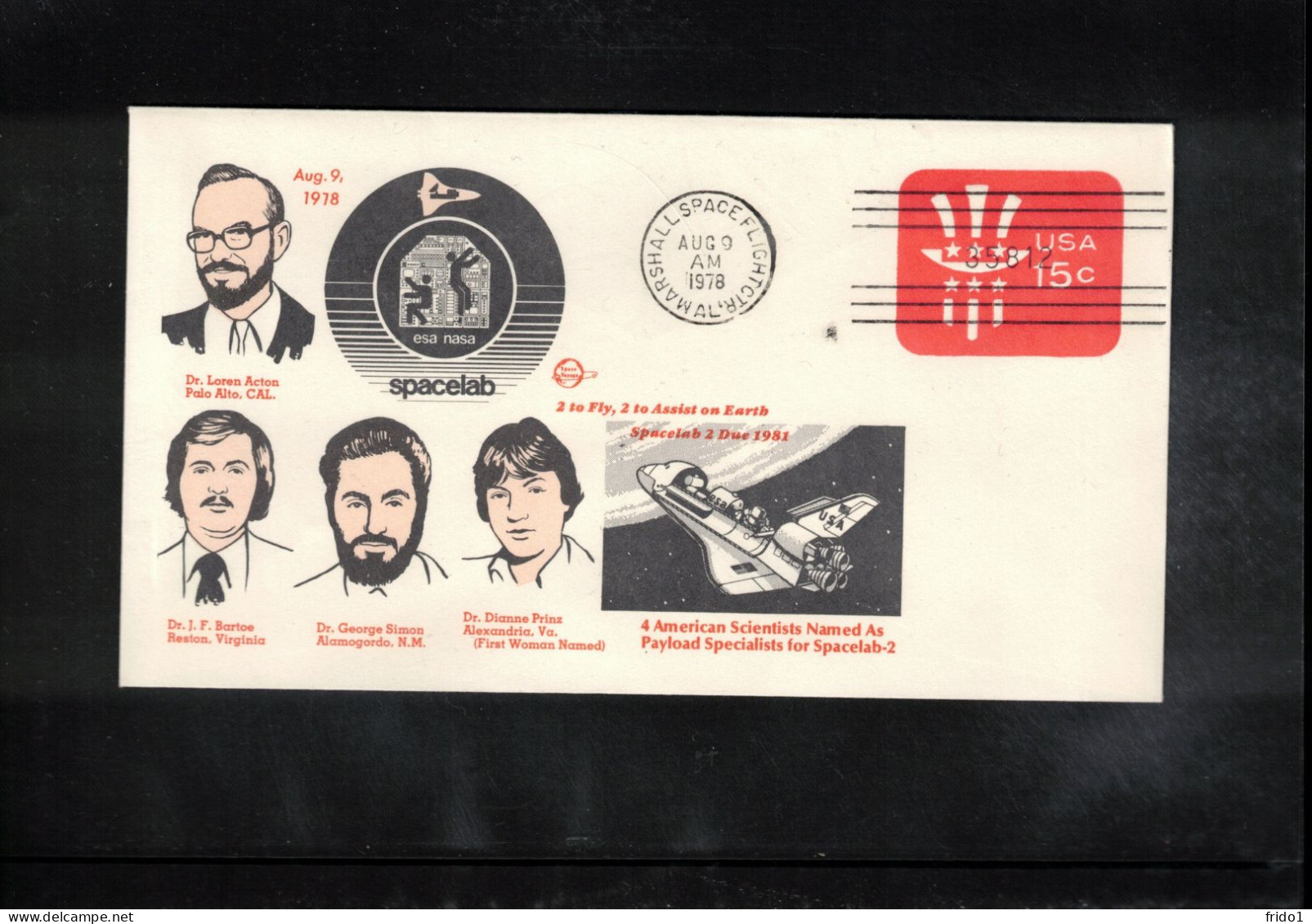 USA 1978 Space / Weltraum Space Shuttle - Spacelab 2 Interesting Cover - United States