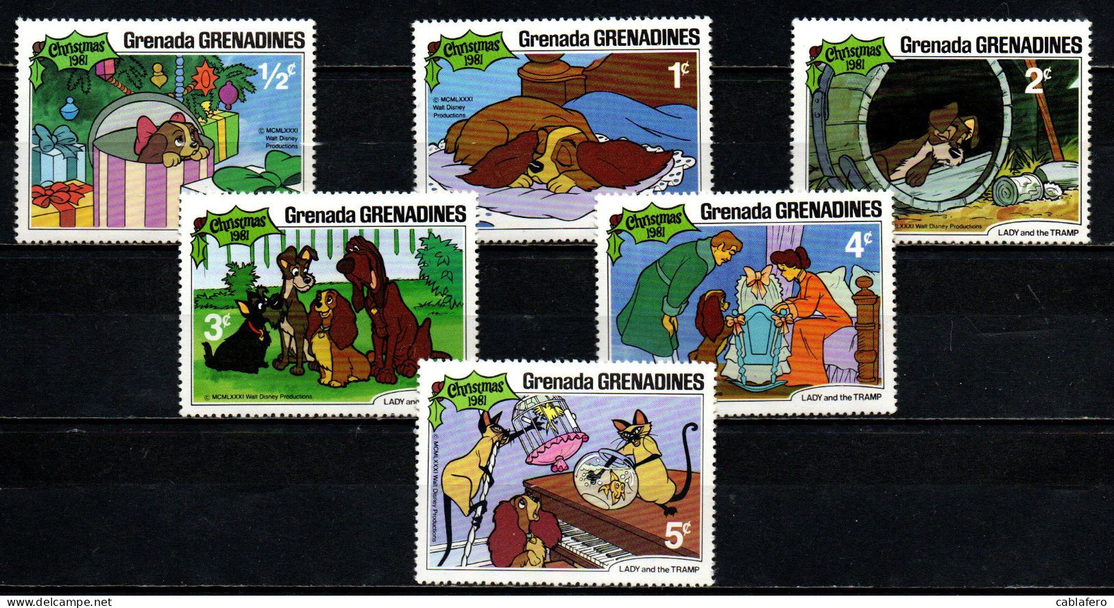 GRENADA GRENADINES - 1981 - Various Scenes From Walt Disney’s Film Lady And The Tramp - MNH - Grenade (1974-...)