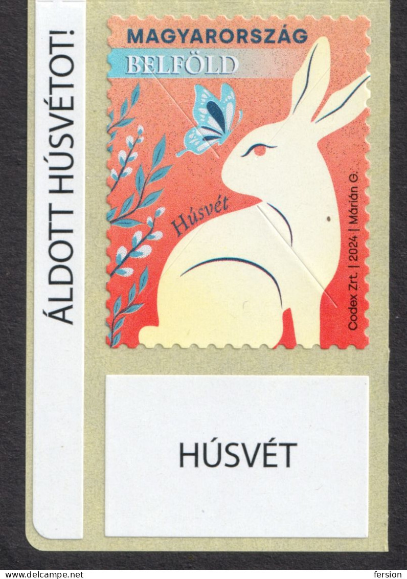 Rabbit Butterfly 2024 HUNGARY Ostern Easter Pâques Self Adhesive Stripe LABEL EAN Code Label Vignette Germany France - Pasen