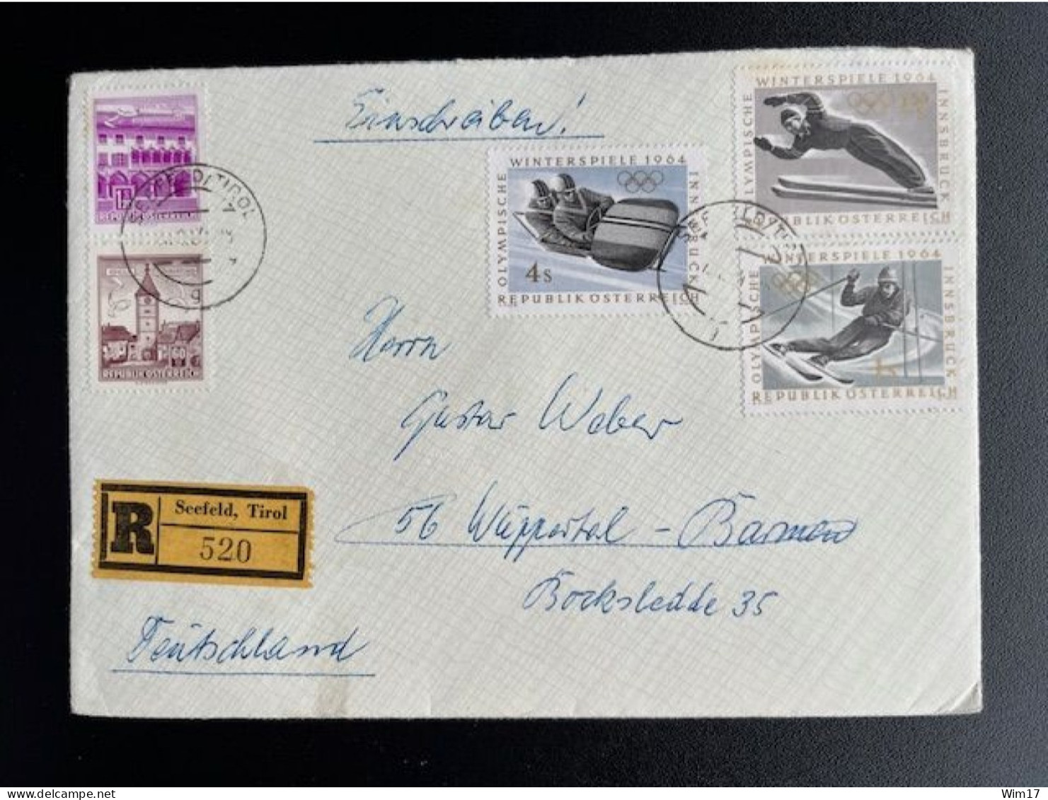 AUSTRIA 1964 REGISTERED LETTER SEEFELD TO WUPPERTAL OOSTENRIJK OSTERREICH EINSCHREIBEN - Storia Postale