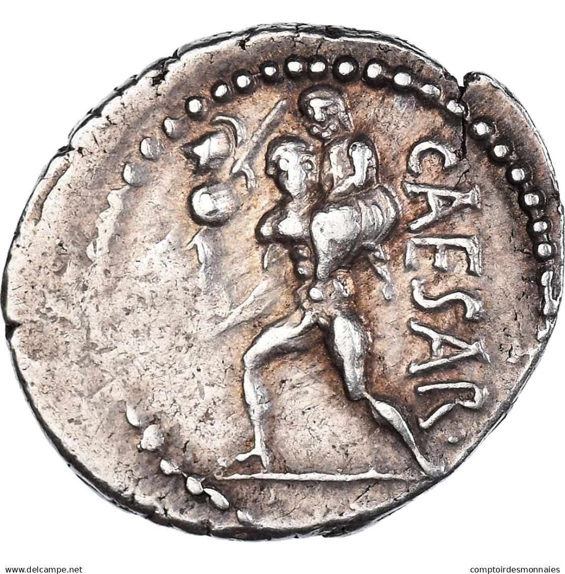 Jules César, Denier, 47-46 BC, Africa, Argent, TTB, Crawford:458/1 - Republiek (280 BC Tot 27 BC)