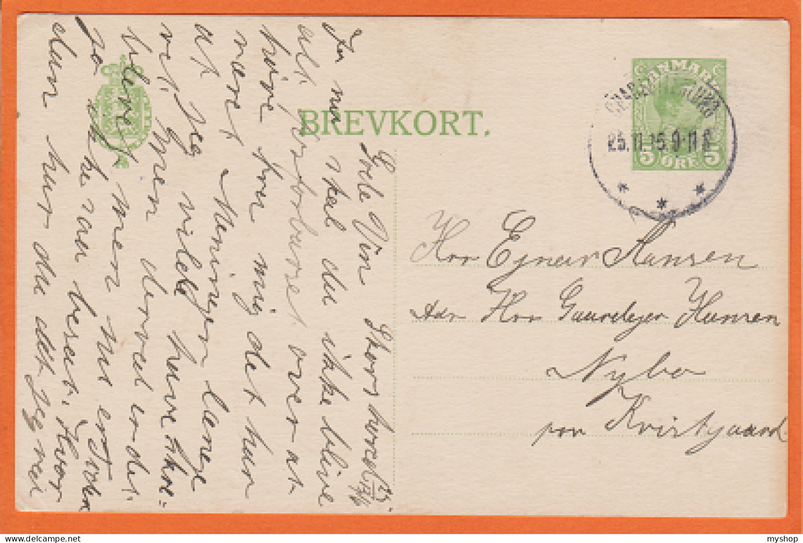 DK115, * FULL SHEET POSTCARD. SENT 1911 - Enteros Postales