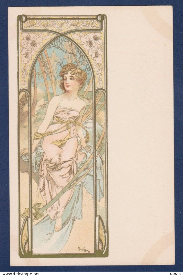 CPA Mucha Art Nouveau Illustrateur Femme Woman Voir Dos - Mucha, Alphonse