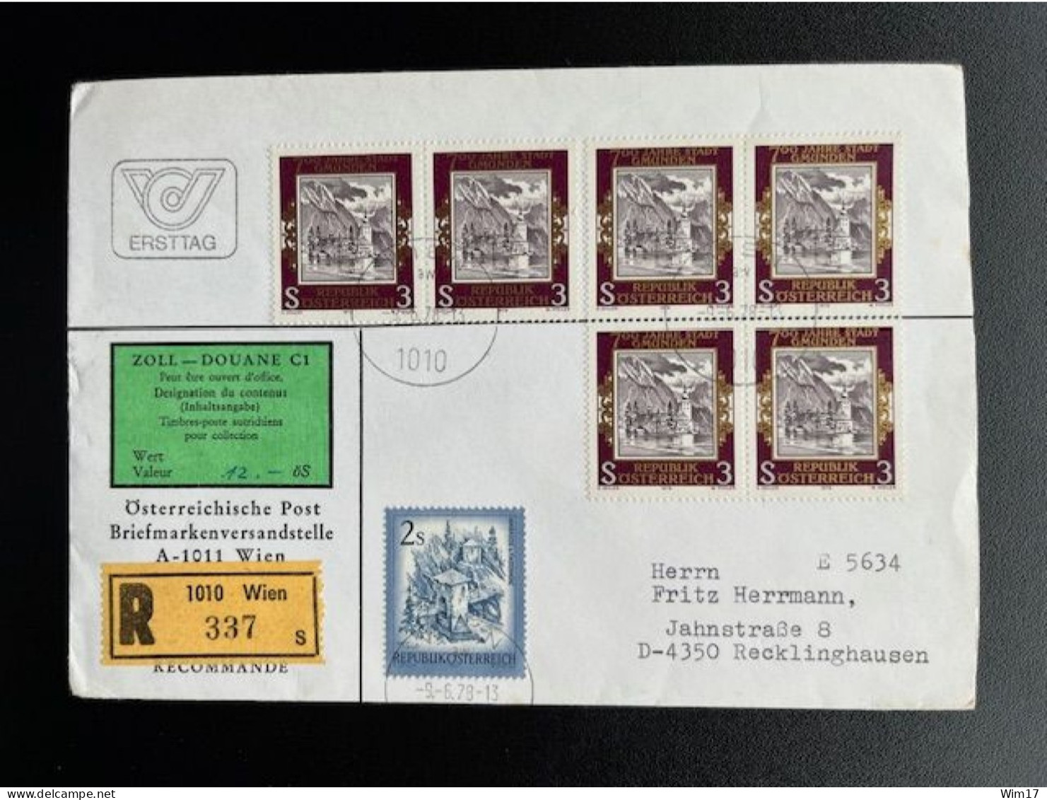 AUSTRIA 1978 REGISTERED LETTER VIENNA WIEN TO RECKLINGHAUSEN 09-06-1978 OOSTENRIJK OSTERREICH EINSCHREIBEN - Cartas & Documentos