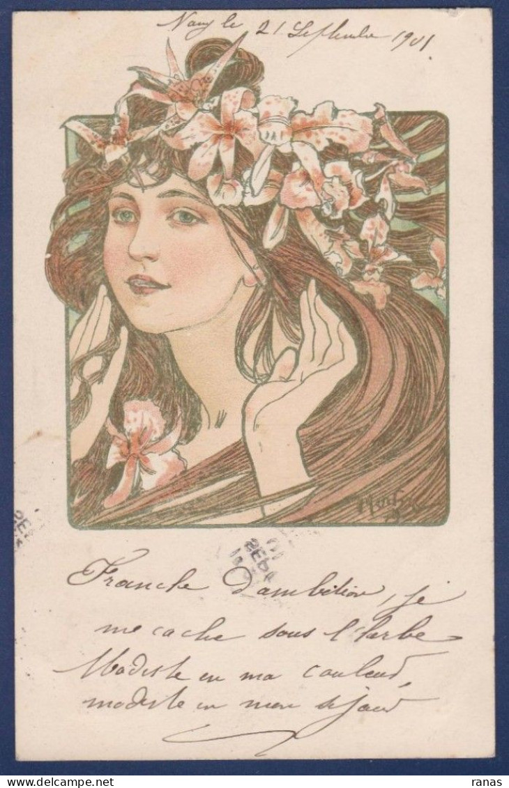 CPA MUCHA Alphonse Art Nouveau Femme Women Voir Dos Cocorico - Mucha, Alphonse