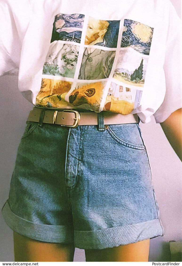 Girl Wearing Vintage Van Gogh Painting T-Shirt Plain Back Postcard - Photographie