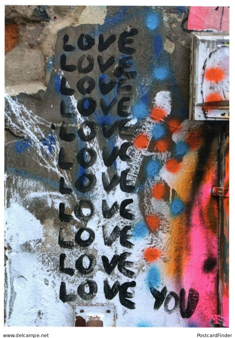 I Love You German Graffiti Berlin Wall Romantic Vandalism Postcard - Photographie