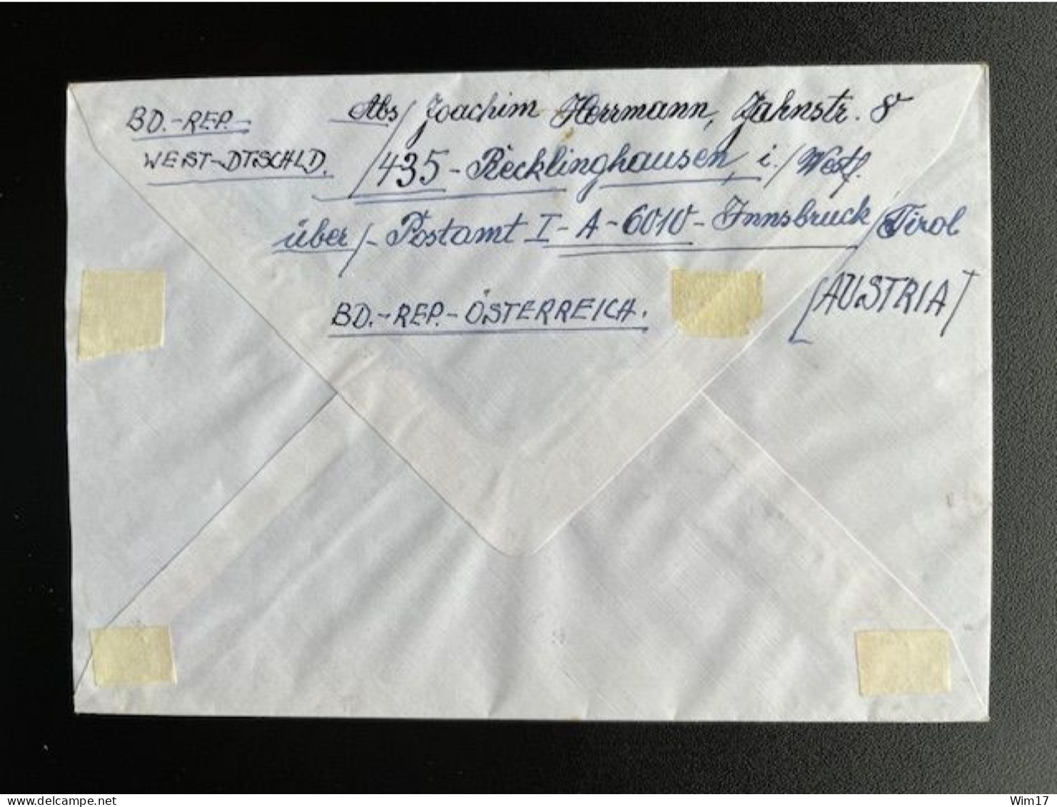 AUSTRIA 1975 REGISTERED LETTER INNSBRUCK TO RECKLINGHAUSEN 14-01-1975 OOSTENRIJK OSTERREICH EINSCHREIBEN - Lettres & Documents