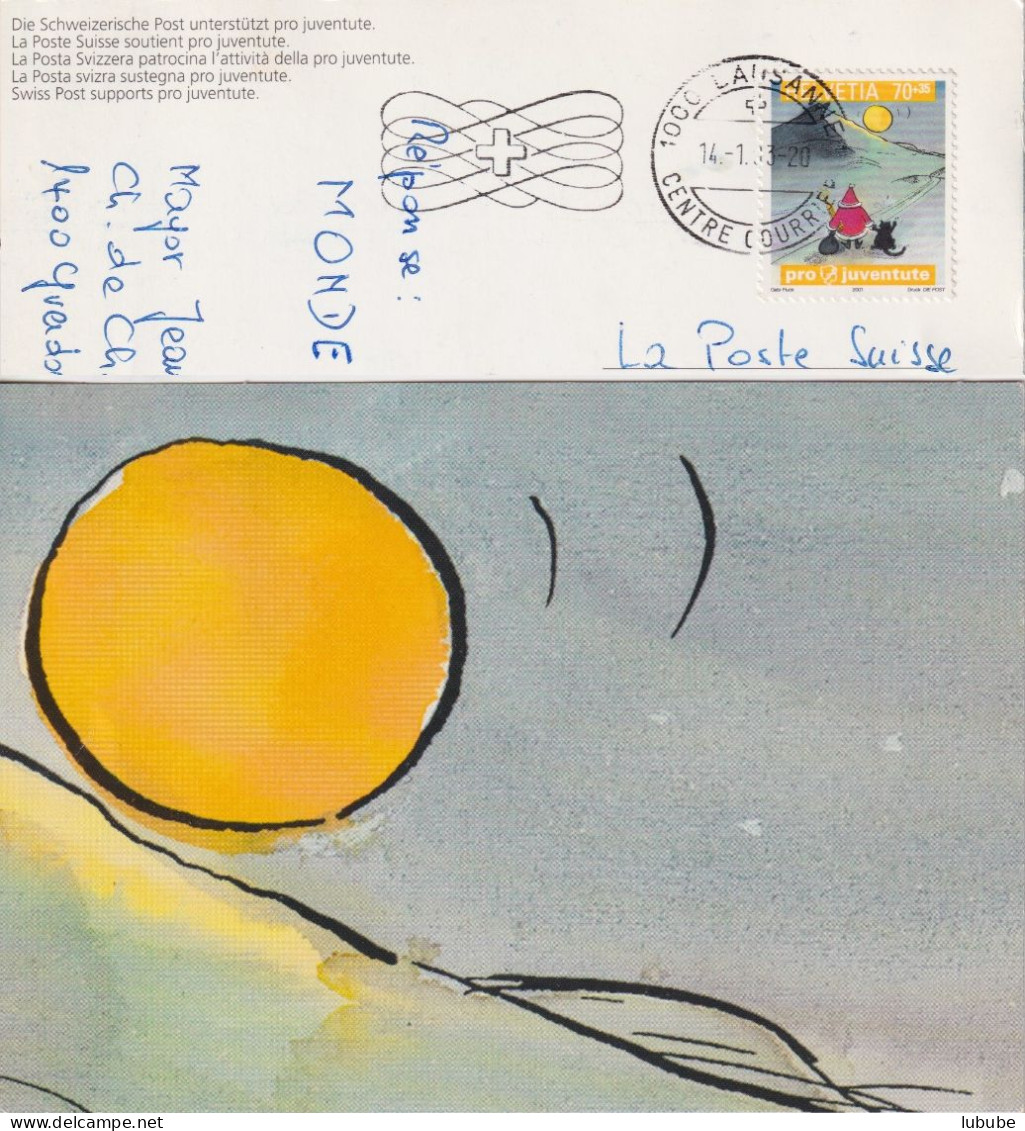 Pro Juventute Karte  "Rollender Mond"       2001 - Covers & Documents
