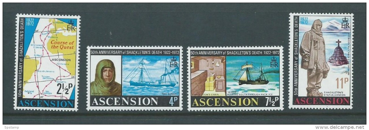 Ascension 1972 Shackleton Antarctic Explorer Set Of 4 MNH - Ascension