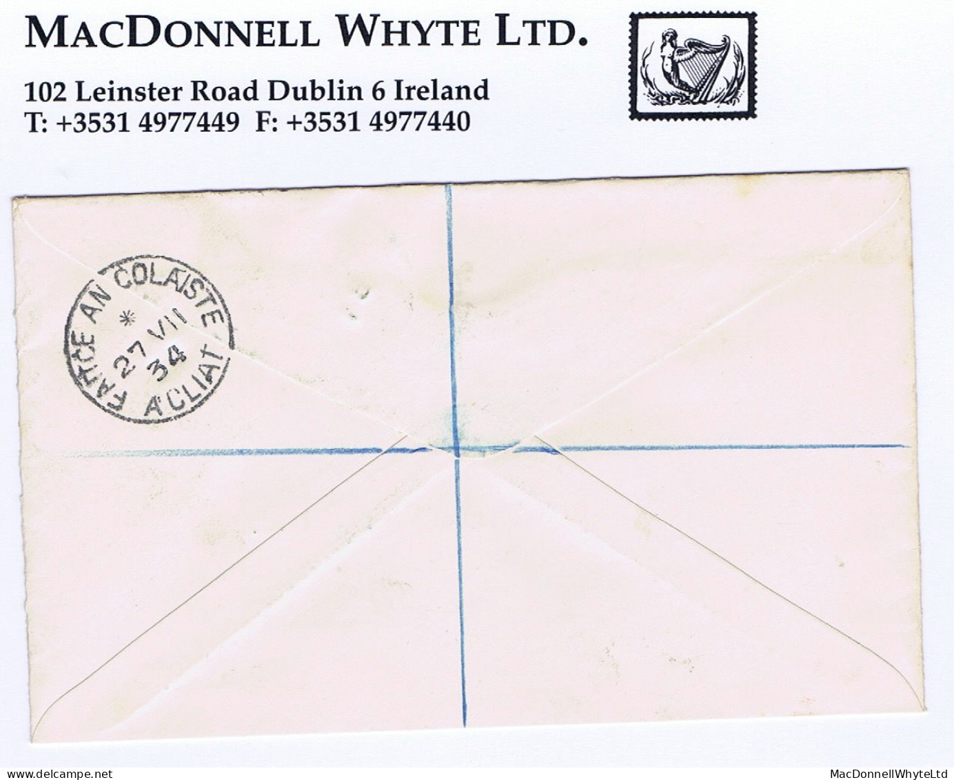 Ireland 1934 GAA 2d Hurler Pair On First Day Cover With 1d Map, Registered M F O'Donnell - FDC