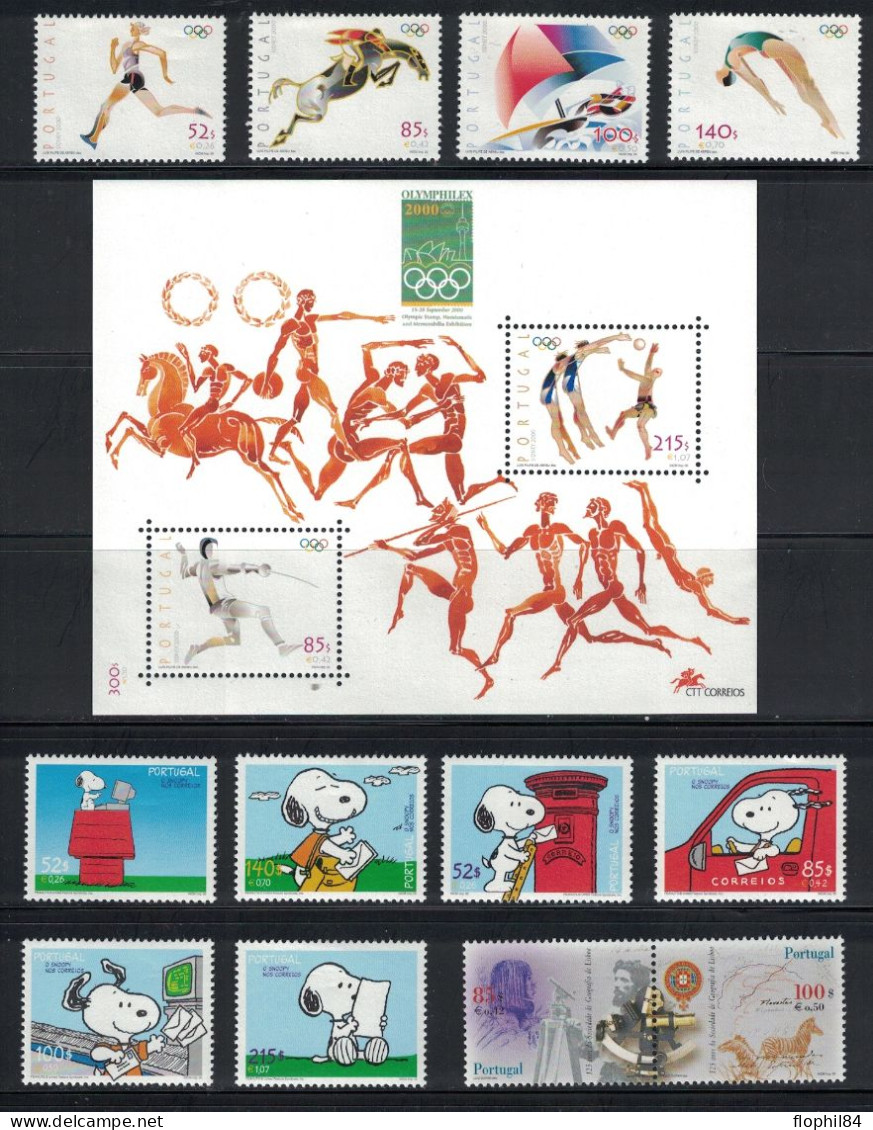 PORTUGAL - TIMBRES DE L'ANNEE 2000 - NEUF - DONT 9 BLOCS - FACIALE 49€56.