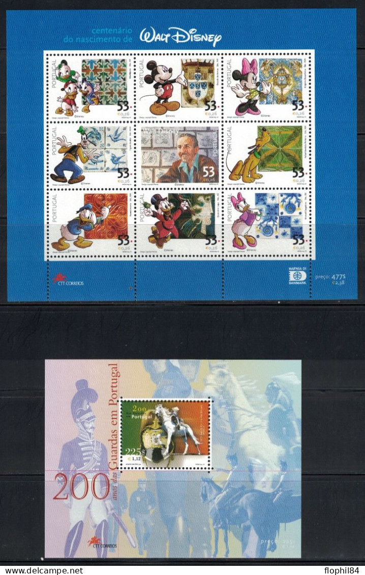 PORTUGAL - TIMBRES DE L'ANNEE 2001 - NEUF - DONT 11 BLOCS - FACIALE 32€24. - Unused Stamps