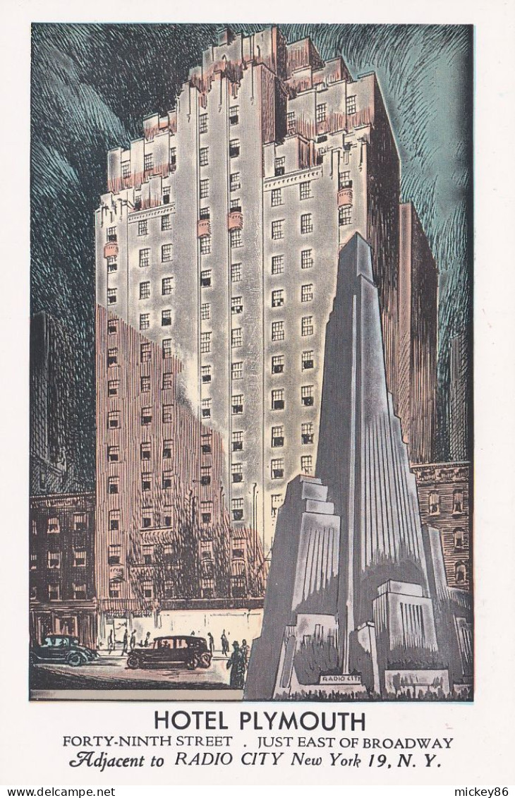 Etats-Unis--NY- Carte Publicitaire Hotel PLYMOUTH ...illustrateur  ???? - Broadway