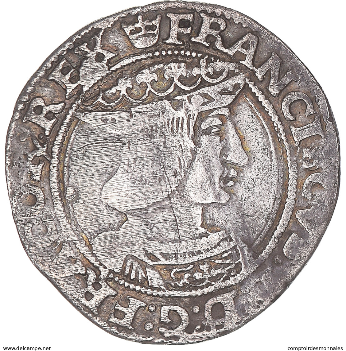 Monnaie, France, François Ier, 1/2 Teston, 1515-1547, Paris, 3rd Type, TTB - 1515-1547 Francisco I