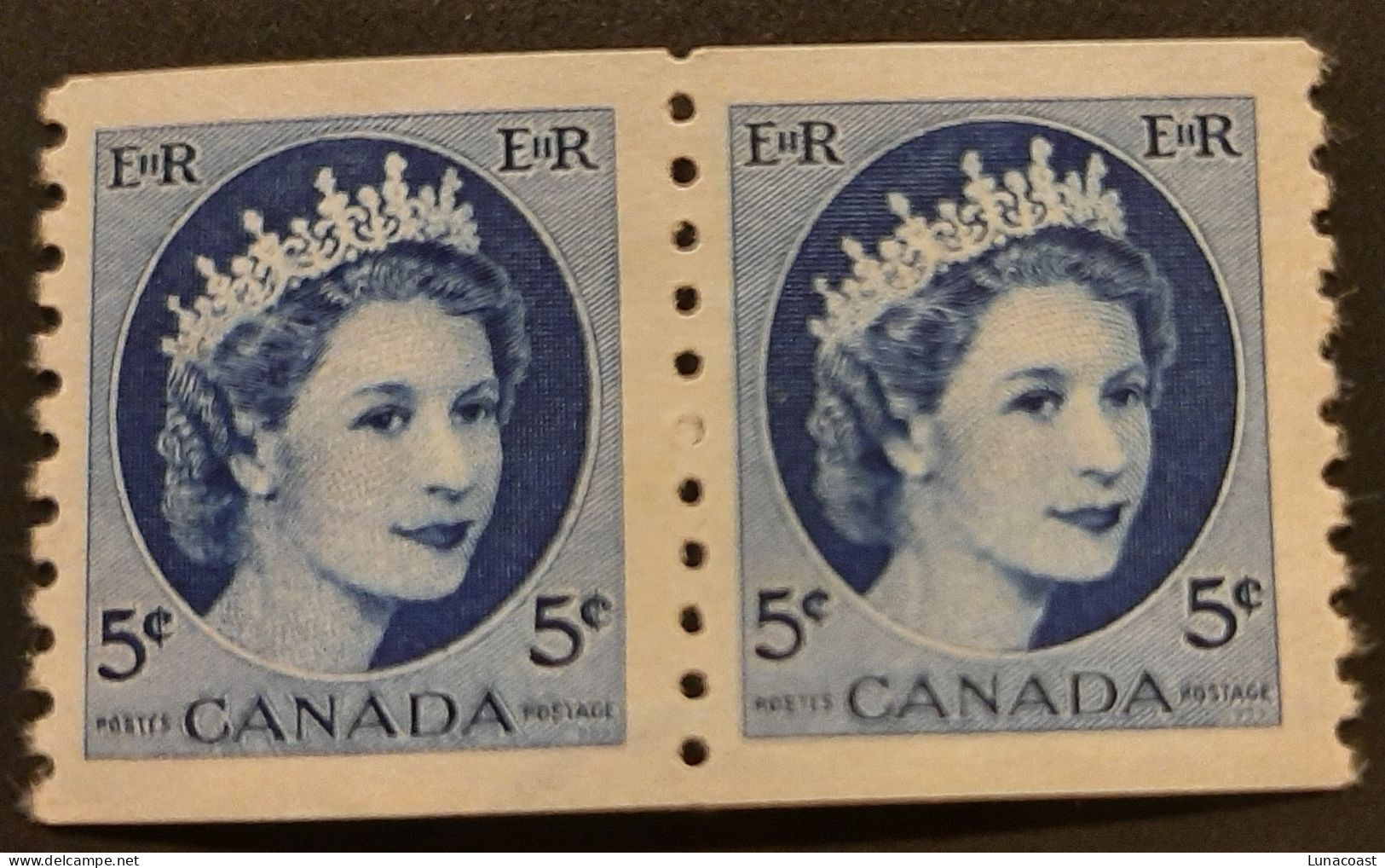 Canada 1954 MNH Sc #345** -346**-347**  2 X 2c-4c-5c Coil Stamps, Wildling Portrait - Ungebraucht