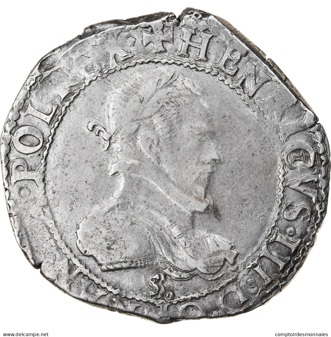 France, Henri III, 1/2 Franc Au Col Plat, 1578, Troyes, Argent, TB, Gadoury:487 - 1574-1589 Heinrich III.