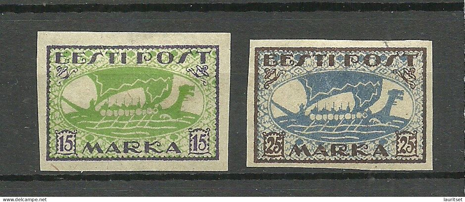 Estland Estonia 1920 Wiking Ship Michel 23 - 24 B * Wiking Ship - Estonia