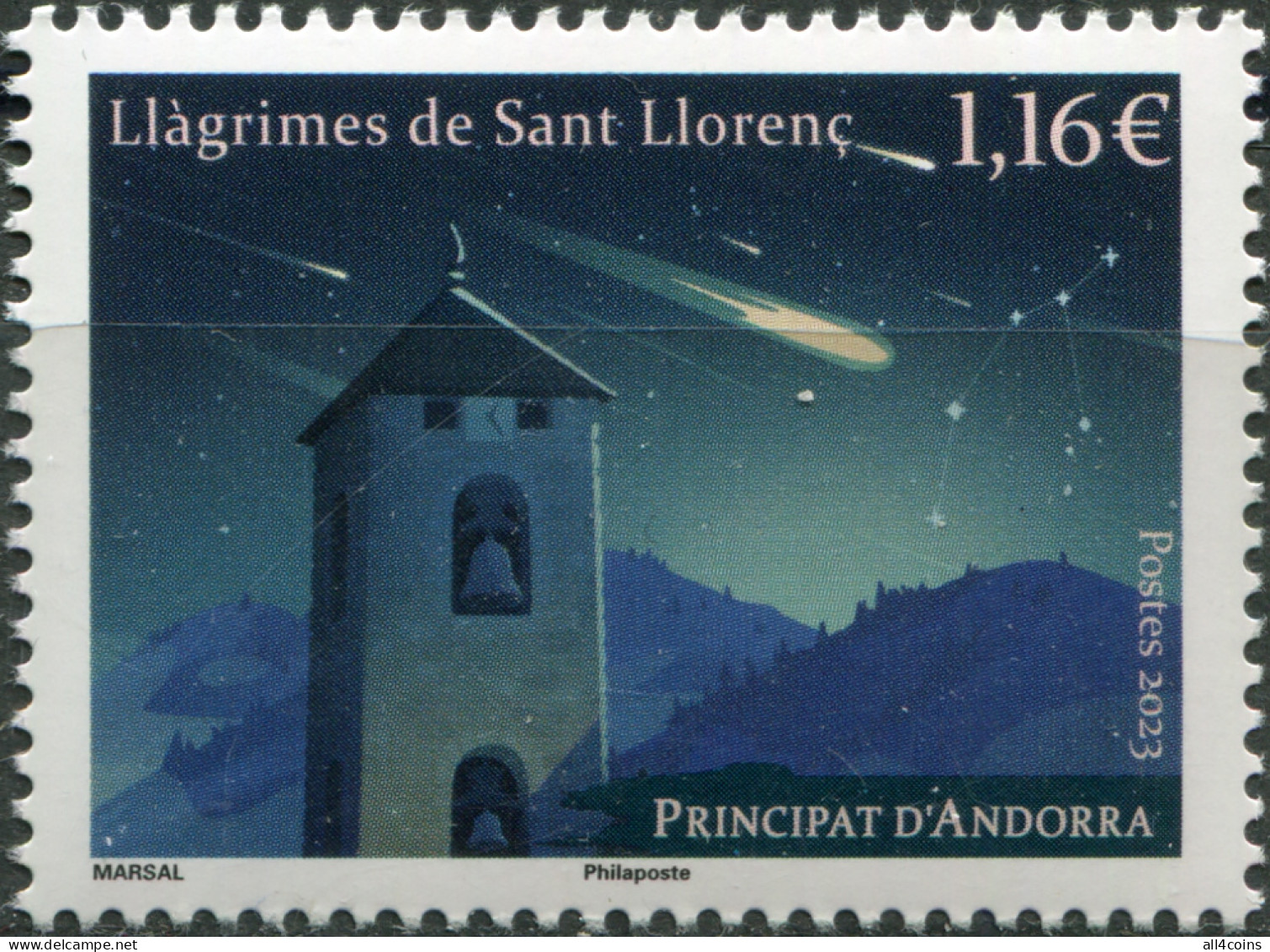 Andorra [Fr.] 2023. Perseid Meteor Shower (MNH OG) Stamp - Ongebruikt