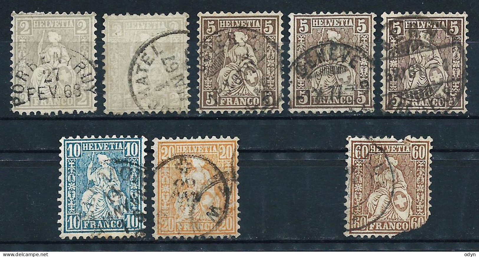 Switzerland, 1862, 7 Used Stamps From Set MiNr 20-28 + MiNr 27 Free Of Charge - See Description - Gebraucht