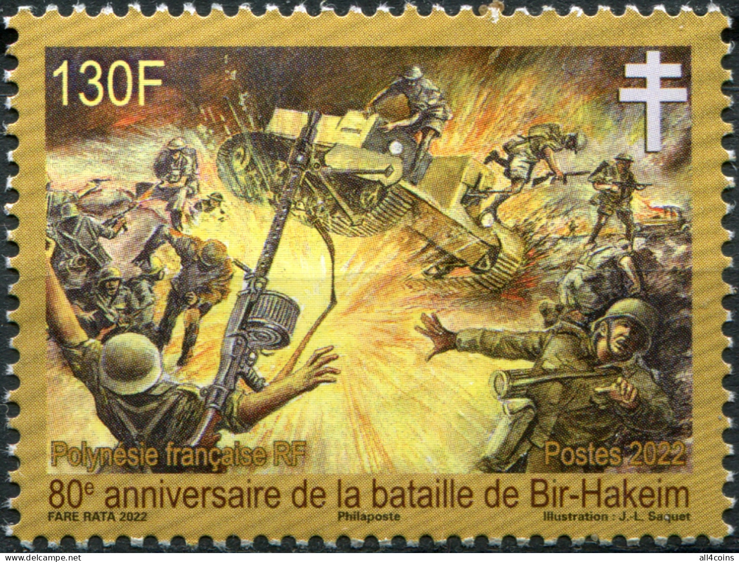 French Polynesia 2022. 80 Years Of The Battle Of Bir Hakeim (MNH OG) Stamp - Nuevos