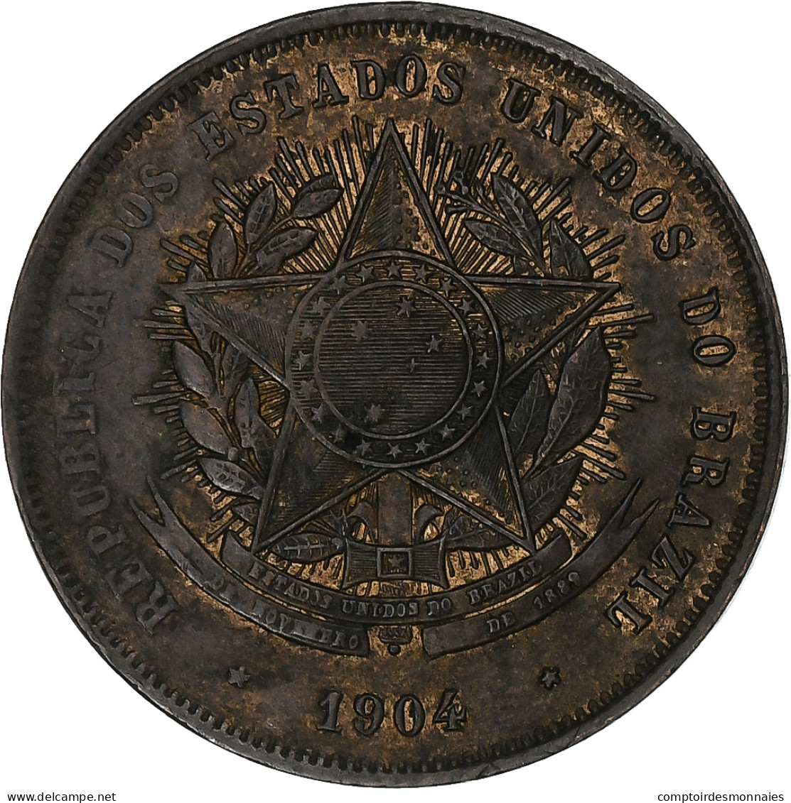 Brésil, 20 Reis, 1904, TTB, Bronze, KM:490 - Brésil