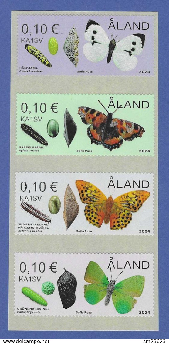 Älandinseln  1.2.2024 , Metamorfos / Schmetterlinge - ATM Selbstklebend / Self-adhesive - Postfrisch / MNH / (**) - Aland