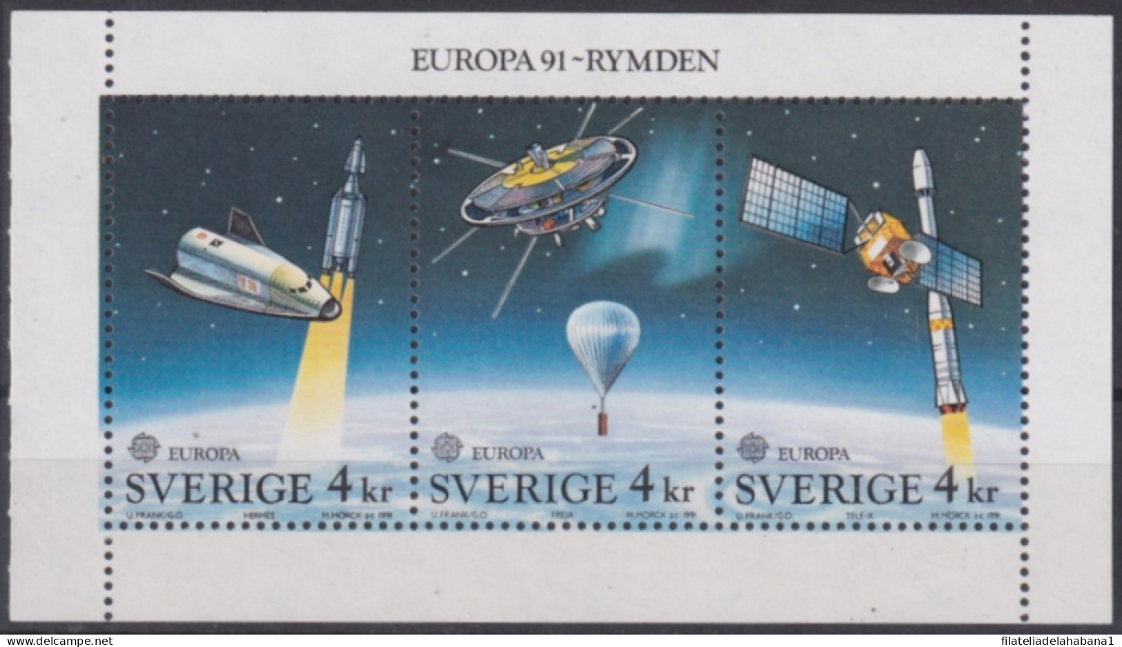 F-EX48214 SWEDEN MNH 1991 EUROPA CEPT SPACE SATELLITE ROCKET.  - Europa