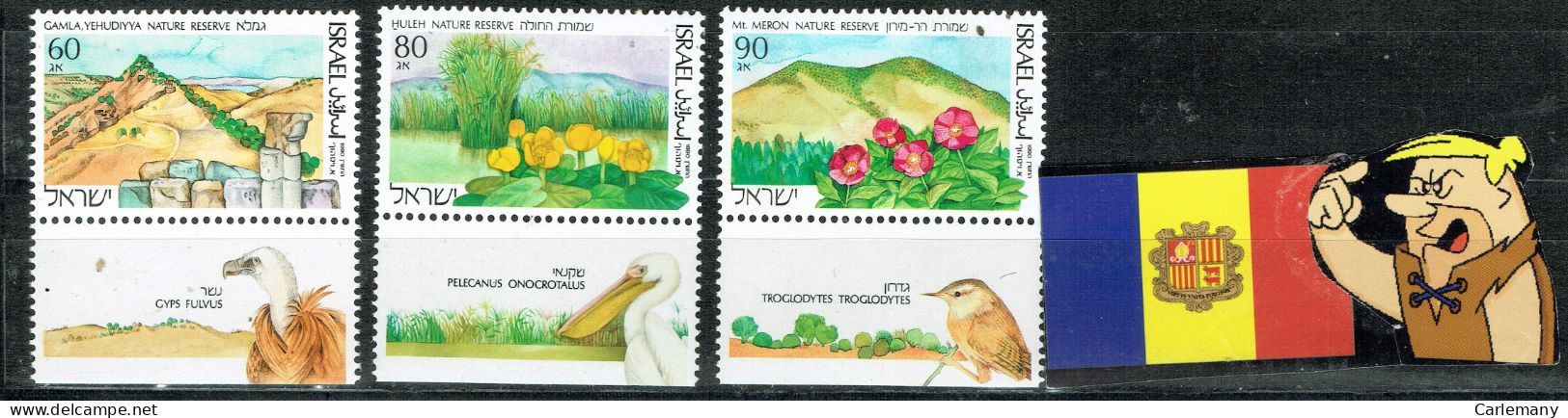 ISRAEL 1990 SET 3V PARQUES - Nuovi (con Tab)