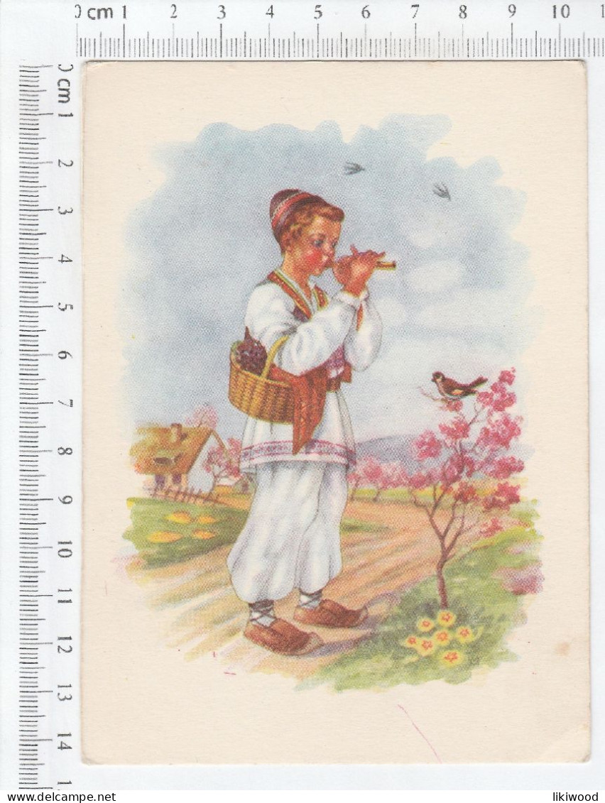 Boy In National Costume Plays The Flute, Frula - Musica